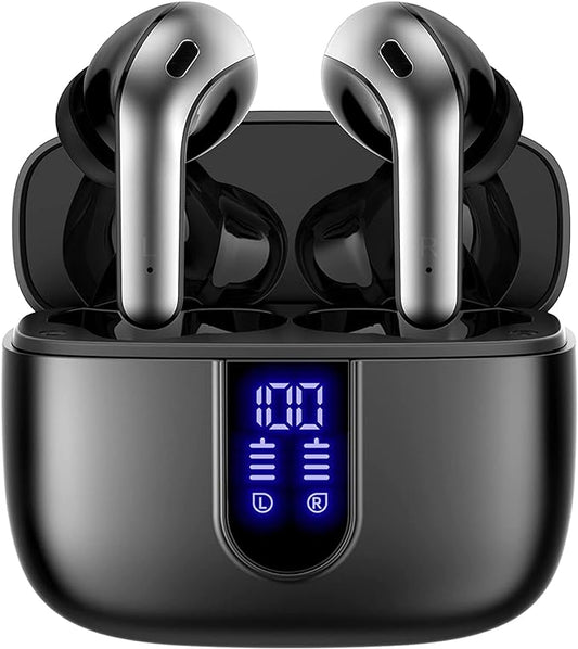 BOLT Bluetooth Headphones True Wireless Earbuds 60H Playback LED Power Display Earphones with Wireless Charging Case IPX5 Waterproof in-Ear Earbuds with Mic for TV Smart Phone Laptop Computer Sports